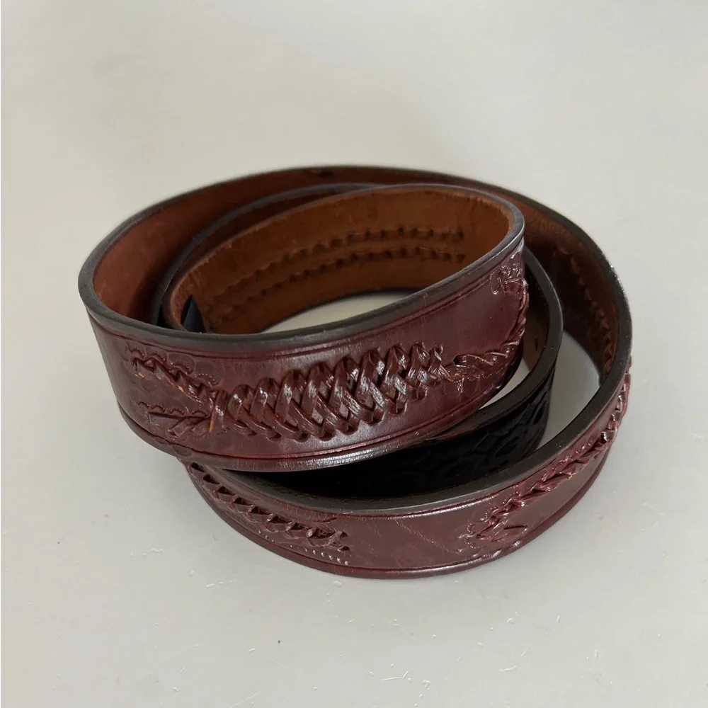 Cinturones Keynaga Brown Tooled Leather Belt With‎ Braided Scorpion Design